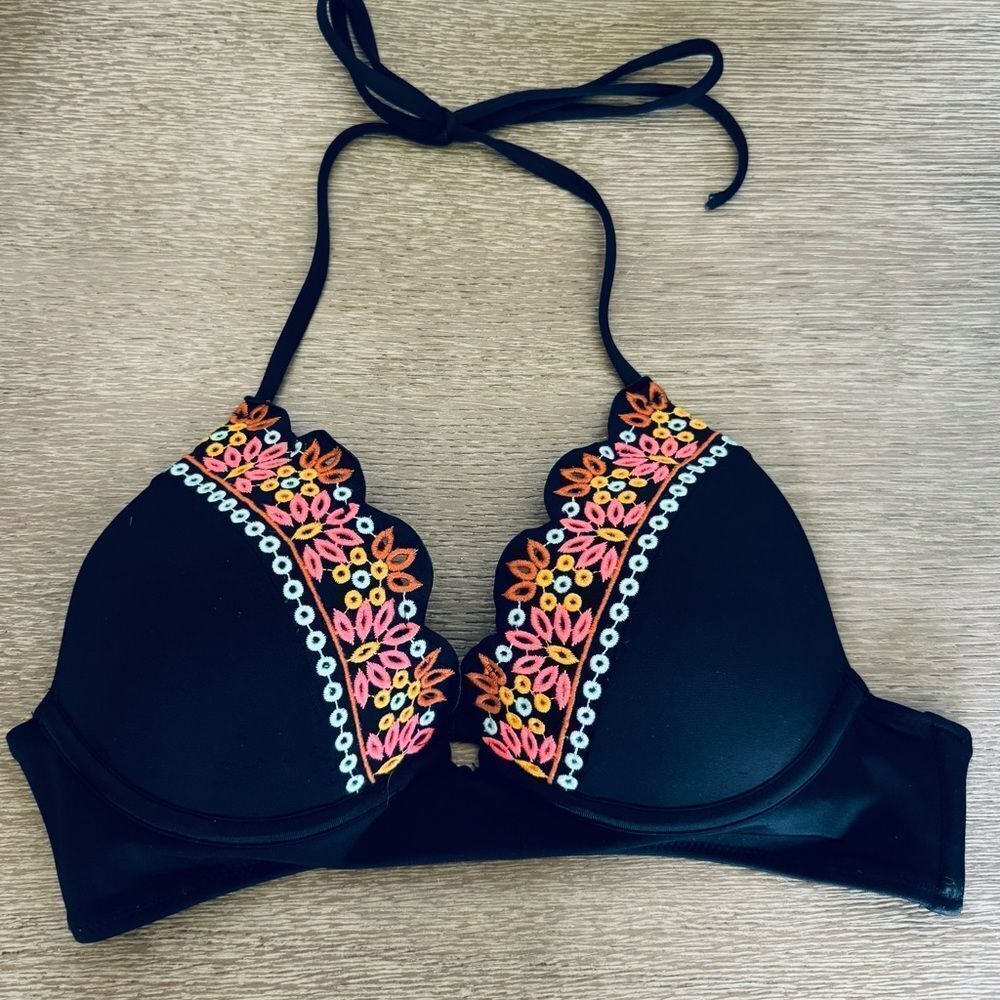 Shade Shore Embroidered Bikini Swim Top